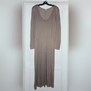 The Row Thin Jersey Maxi Dress,deep Round neckline,Size M,light Brown (Beaver)
